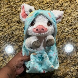 Disney Store Moana Disney Babies Pua Pig Plush Removable Swaddle Blanket 11"
